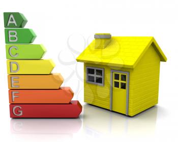 Royalty Free Clipart Image of a House With Energy Ratings