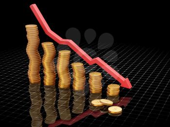 Royalty Free Clipart Image of a Chart Showing Fall Profits