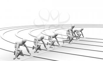 Royalty Free Clipart Image of a False Start at the Starting Line