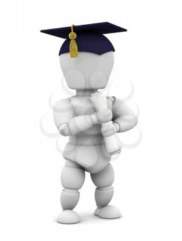 Royalty Free Clipart Image of a Graduate Holding a Diploma