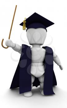 Royalty Free Clipart Image of a Professor in a Cap and Gown