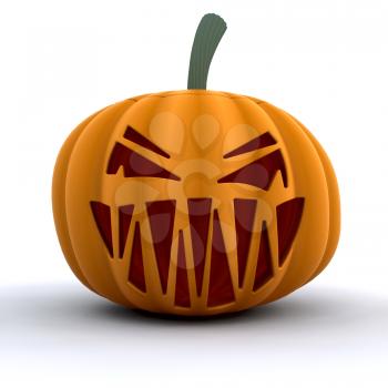 Royalty Free Clipart Image of a Scary Halloween Pumpkin