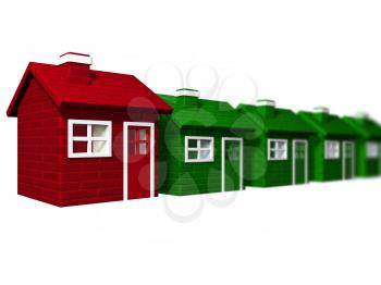 Royalty Free Clipart Image of a Red House Among Green
