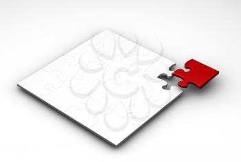 Royalty Free Clipart Image of a Puzzle With the Final Piece Being Added