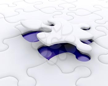 Royalty Free Clipart Image of a Final Puzzle Piece Being Fitted