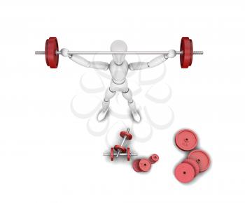 Royalty Free Clipart Image of a 3D Man Lifting Weights