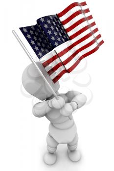 Royalty Free Clipart Image of a Person Waving an American Flag