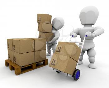 Royalty Free Clipart Image of People Moving Boxes