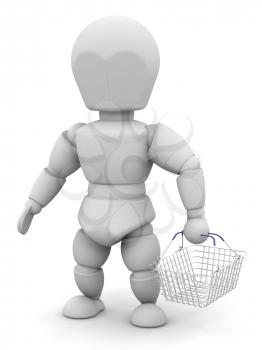 Royalty Free Clipart Image of a Person Carrying a Basket
