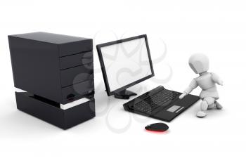 Royalty Free Clipart Image of a Person on a Computer