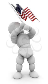 Royalty Free Clipart Image of a Person Waving an American Flag