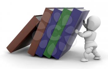 Royalty Free Clipart Image of a Person Holding Up a Stack of Books