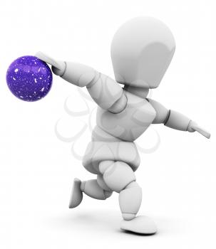 Royalty Free Clipart Image of a Person Throwing a Bowling Ball