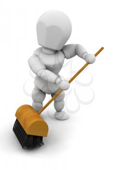 Royalty Free Clipart Image of a Person Sweeping