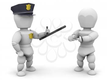 Royalty Free Clipart Image of a Policeman With a Criminal