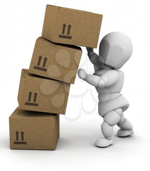 Royalty Free Clipart Image of a Guy Holding Boxes