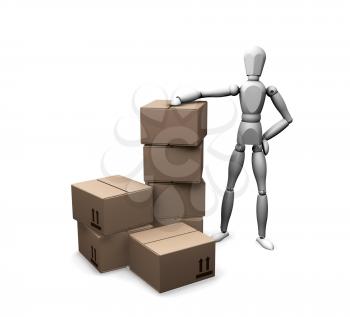 Royalty Free Clipart Image of a Man With a Stack of Boxes