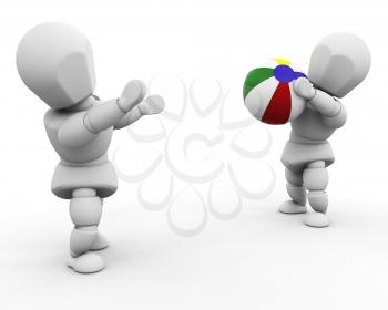 Royalty Free Clipart Image of People Throwing a Beach Ball