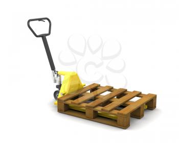 Royalty Free Clipart Image of a Pallet and Dolly