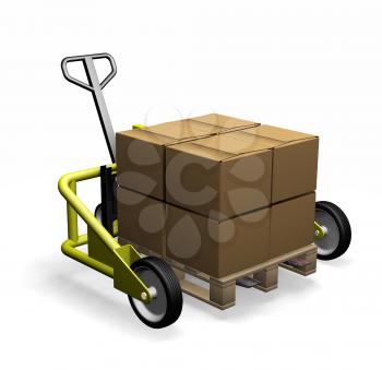 Royalty Free Photo of a Pallet Truck With a Box
