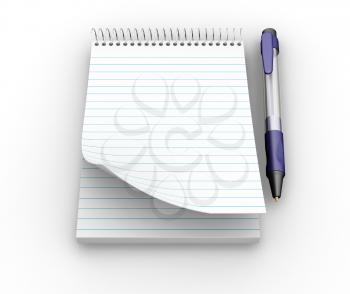 Royalty Free Clipart Image of a Notepad With Pen