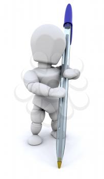 Royalty Free Clipart Image of a Person Holding a Pen