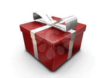 Royalty Free Clipart Image of a Gift Box With Silver Bow