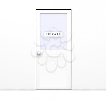 Royalty Free Clipart Image of a Closed Door With Private on It
