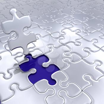 Royalty Free Clipart Image of a Puzzle With One Piece Left To Put In