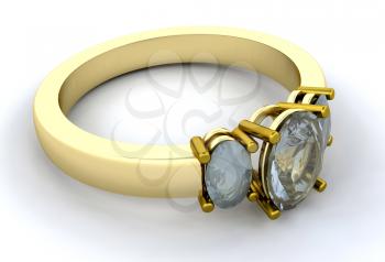 Royalty Free Clipart Image of a Gold Engagement Ring