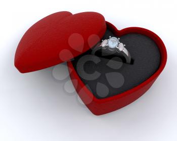 Royalty Free Clipart Image of an Engagement Ring in a Box