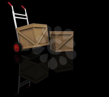Royalty Free Clipart Image of a Dolly With Crates