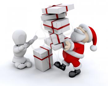 Royalty Free Clipart Image of Santa Giving Gifts