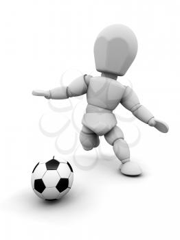 Royalty Free Clipart Image of a Person Kicking a Soccer Ball