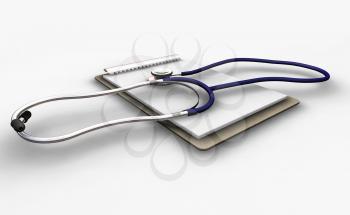 Royalty Free Clipart Image of a Stethoscope on a Clipboard