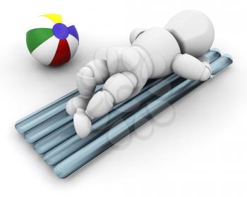 Royalty Free Clipart Image of a Person Sunbathing on a Mattress