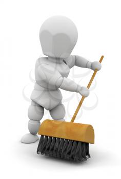 Royalty Free Clipart Image of a Person Sweeping