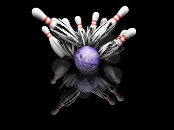 Royalty Free Clipart Image of a Bowling Strike