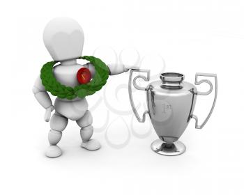 Royalty Free Clipart Image of a Person With a Trophy