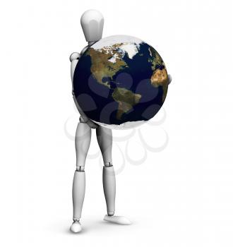 Royalty Free Clipart Image of a Guy Holding a Globe