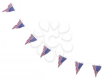 3D render of stars and stripes bunting and pennants