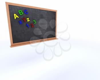 3D Render of a Chalkboard with magnetic letters