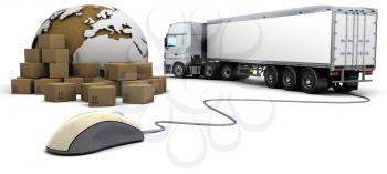 3d render of online freight order tracking