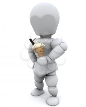 3D render of a man eating an icecream