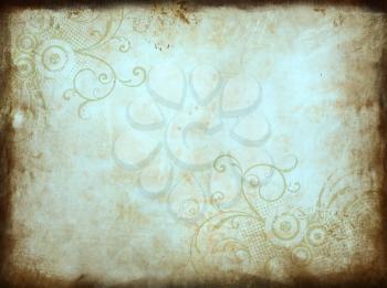 Grunge background with a decorative abstract floral design