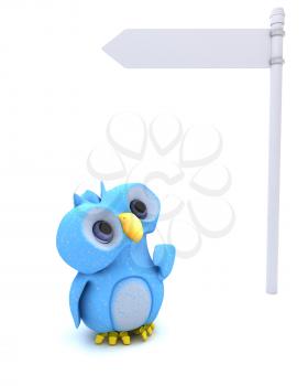 3D Render of a Cute Blue Bird Character