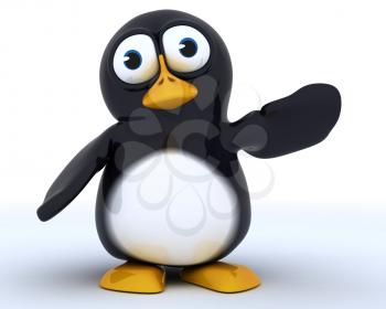 3D Render of a Glossy Penguin Character