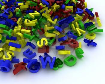 3D Render of a pile of plastic letters