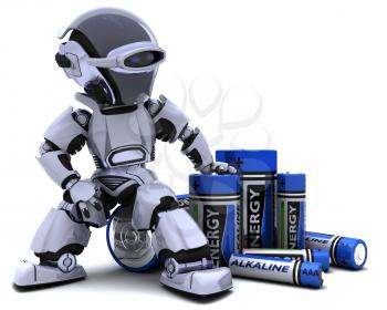 3D render of a Robot with Batteries