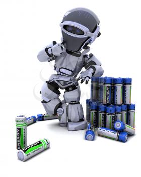 3D Render of A Robot with Batteries